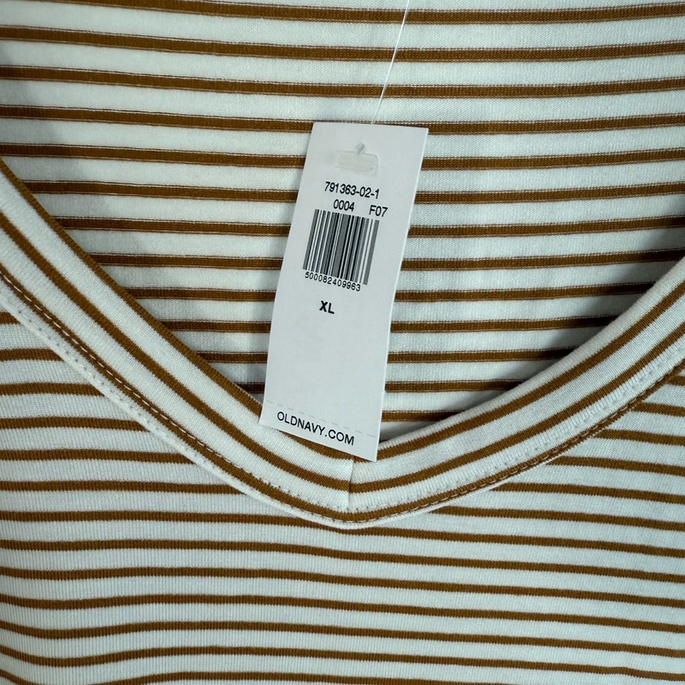 Old Navy Tan Striped Ribbed Luxe Tank - Picture 5 of 7